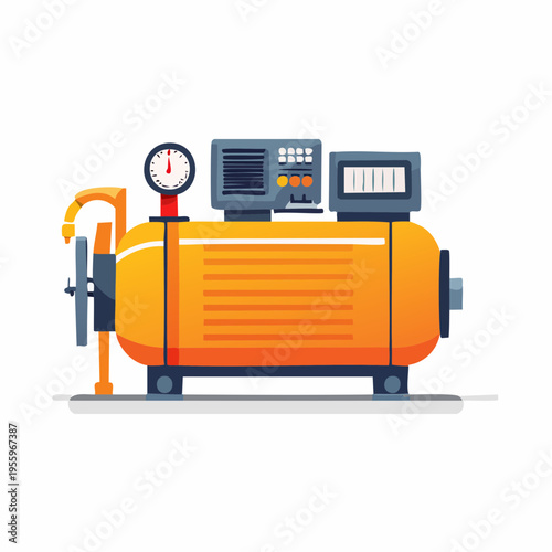 工場のエアコンプレッサーアイコン 製造業の産業機械