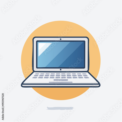 ノートパソコンのアイコン テレワークやITビジネスのデジタル環境