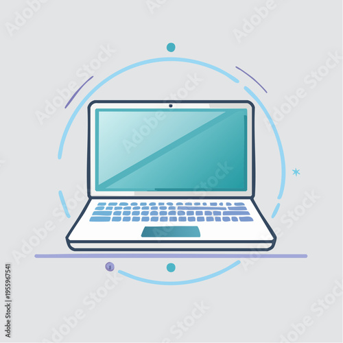 ノートパソコンのアイコン テレワークやITビジネスのデジタル環境