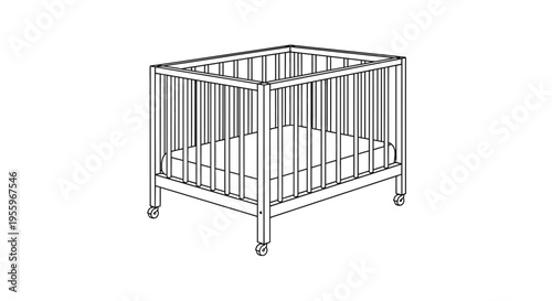 Modern Crib on Wheels, Baby Bed, Nursery Furniture, Portable Cot, Sleep Space