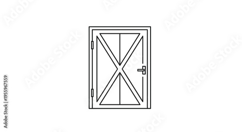 Modern Door Icon, Simple Line Art, Geometric Design, Architectural Element