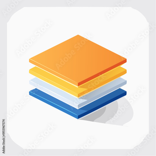 積み重なった資材シートのアイコン 建築材料や在庫管理