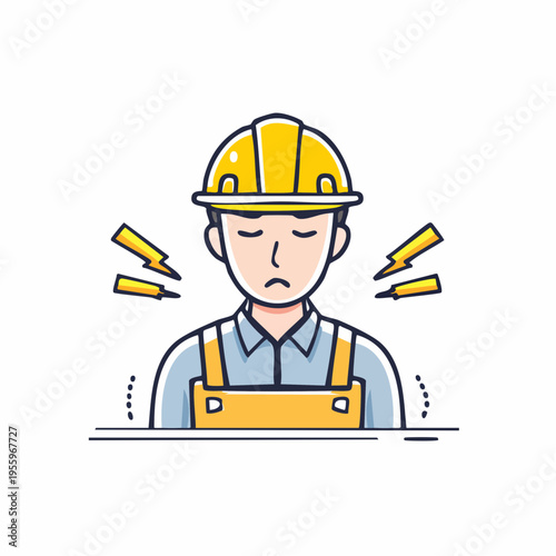 疲労困憊の男性作業員のアイコン 建設現場や工場の過酷な労働