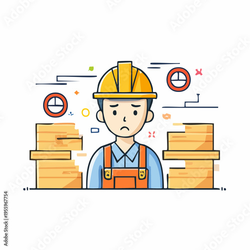 激務でストレスを抱える男性作業員のアイコン 労働環境と人手不足