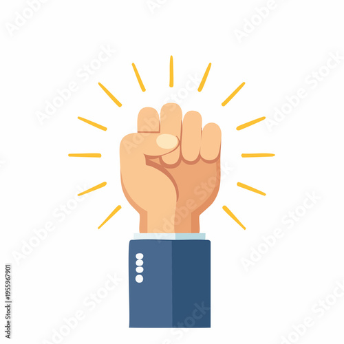 突き上げた拳のアイコン 団結・モチベーション・抗議のシンボル