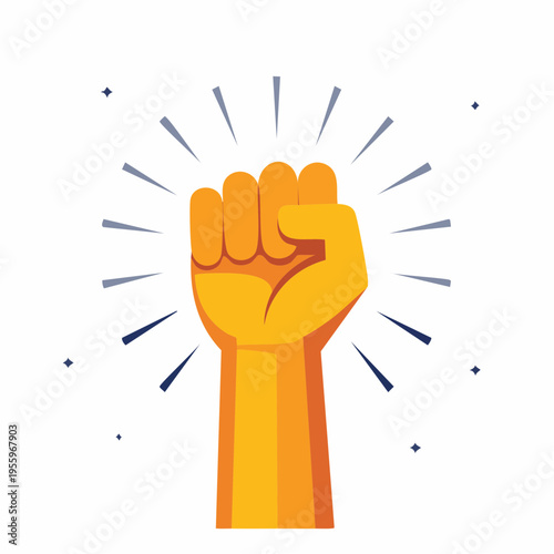 突き上げた拳のアイコン 団結・モチベーション・抗議のシンボル