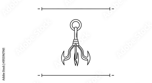Grappling Hook Icon Vector Illustration - Climbing Tool for Adventure and Rescue