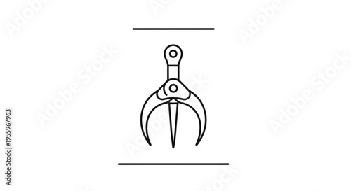 Grappling Hook Icon, Claw Tool Vector Graphic, Industrial Equipment Symbol
