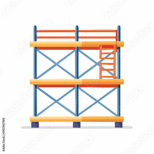 足場のアイコン 建設現場の仮設工事と高所作業