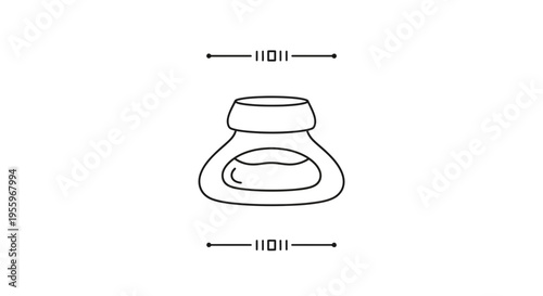 Hand drawn ink bottle with measuring lines, simple vector illustration