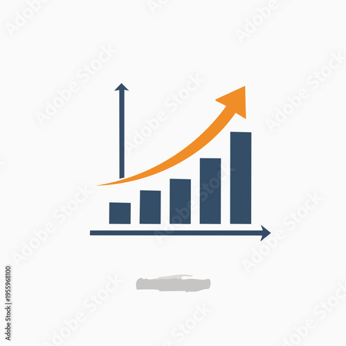 右肩上がりの矢印とグラフのアイコン ビジネスの成長と業績アップ