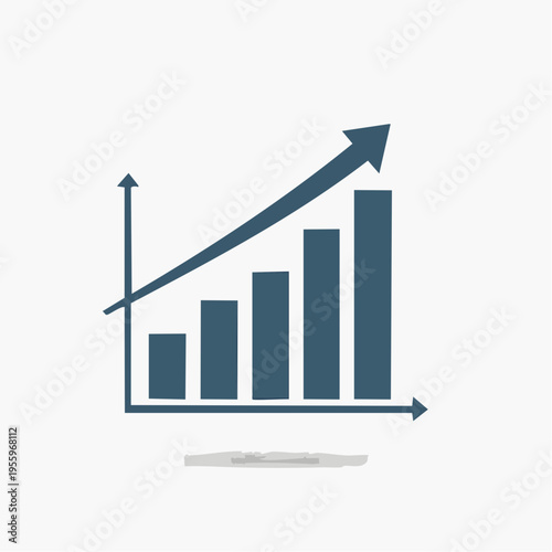 右肩上がりの矢印とグラフのアイコン ビジネスの成長と業績アップ