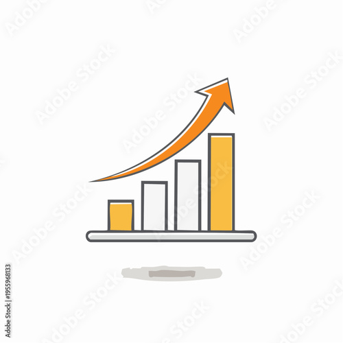 右肩上がりの矢印とグラフのアイコン ビジネスの成長と業績アップ