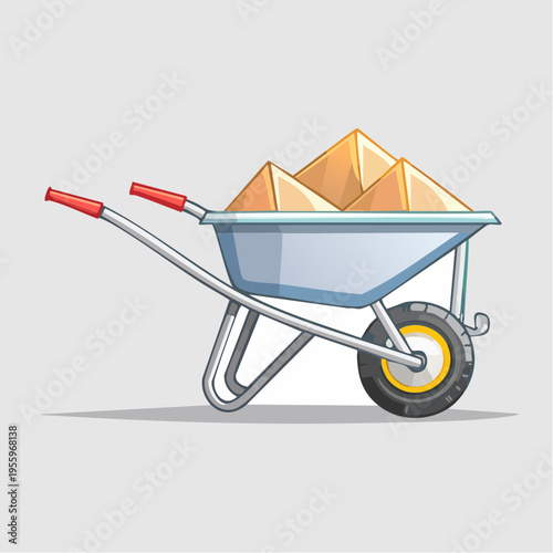 手押し車のアイコン 建設現場や農業の資材運搬