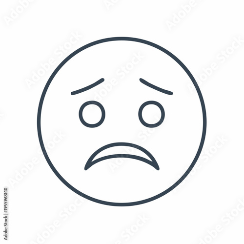 不安で悩む顔のアイコン 心配事やメンタルヘルスの不調