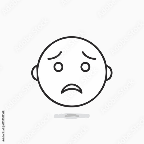 不安で悩む顔のアイコン 心配事やメンタルヘルスの不調