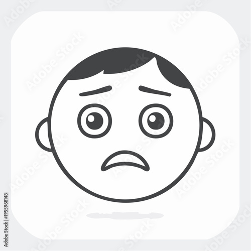 不安で悩む顔のアイコン 心配事やメンタルヘルスの不調