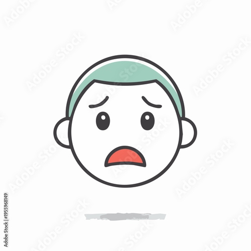 不安で悩む顔のアイコン 心配事やメンタルヘルスの不調