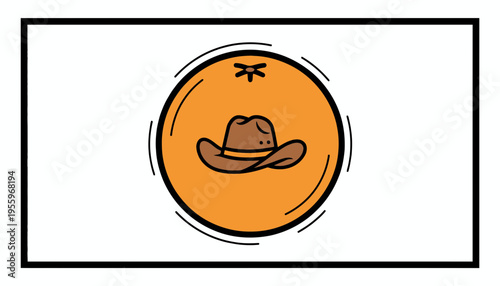 Funny Orange with Cowboy Hat Illustration