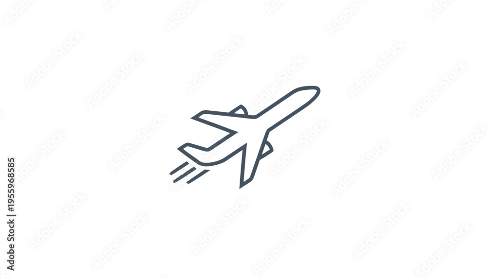 Obraz premium Airplane Taking Off, Speed Lines, Travel and Transport Icon