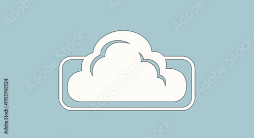 Abstract Cloud Icon with Rounded Rectangle Frame on Light Blue Background