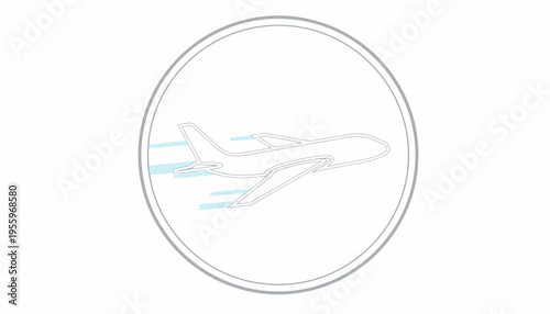 Airplane Taking Off in Circle Icon, Aviation and Travel Concept