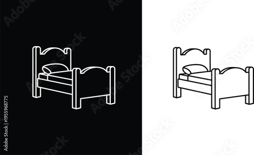 Bed line art illustration Vector