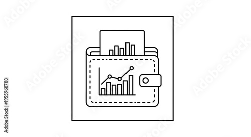 Financial Wallet with Growing Graph and Data Analysis Icon