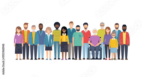 Diverse group of people standing together.