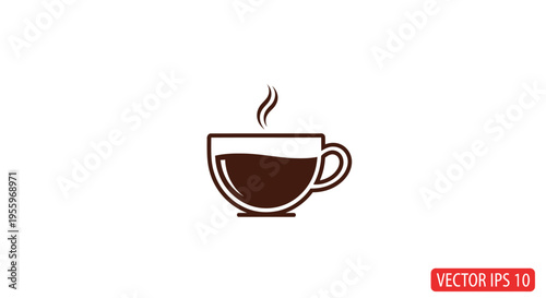 Steaming hot coffee cup icon.