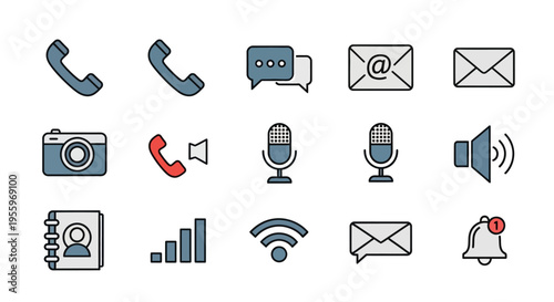 Communication and media icons set.