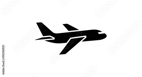 Airplane flying through clear sky.