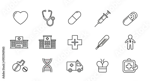 Medical healthcare symbols and icons.