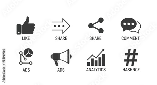 Social Media Icons and Symbols.
