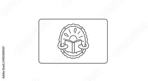 Cute Pineapple Character Reading Book, Summer Vacation Concept, Line Art Illustration