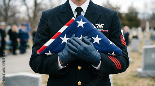 Foto Military funeral honors with american flag