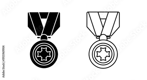 Military award medal with maltese cross emblem icon graphic
