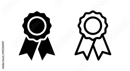 Award rosette ribbon emblem recognition icon graphic