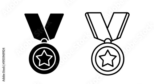 Award achievement medal with star emblem icon graphic