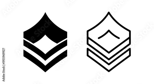 Military rank insignia symbol vector icon for achievement and leadership