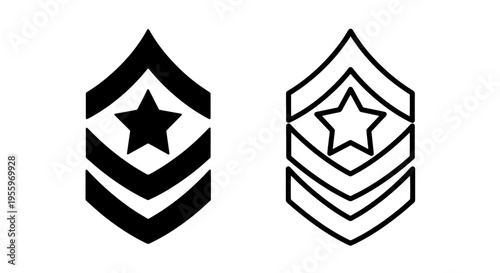 Military rank insignia with star symbol vector icon for service and honor