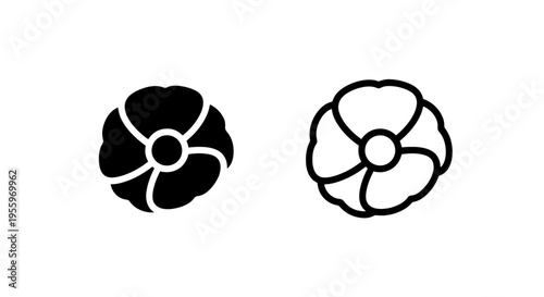 Simple five petal flower icon vector for nature garden and floral design