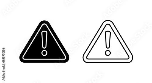 Danger alert icons: contemporary vector graphic with solid and outline styles for UI/UX
