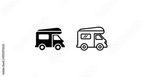 Recreational vehicle (rv) camper icon - outdoor adventure and road trip graphic