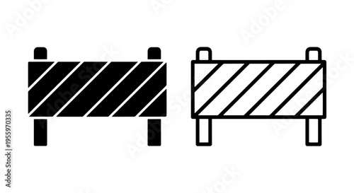 Construction barrier road block icon - safety, warning, and restricted area graphic