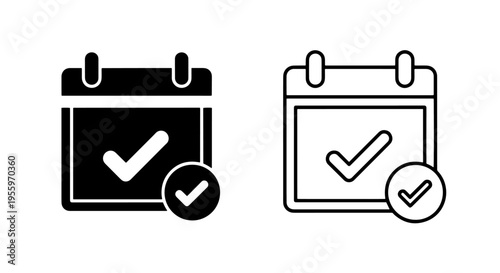 Calendar icon with checkmark for appointment scheduling date confirmation and event task planning