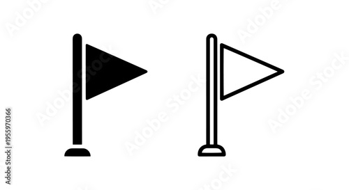 Black and white flag icon set on small stand for target marketing or goal achievement concepts