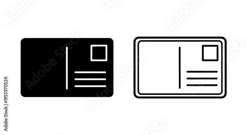 Postcard mail icon design set for travel communication and postal service graphics