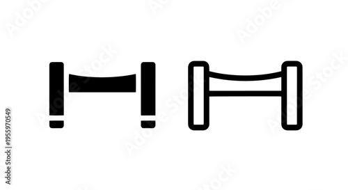 Bridge or entrance barrier icons in solid and outline style for urban infrastructure design