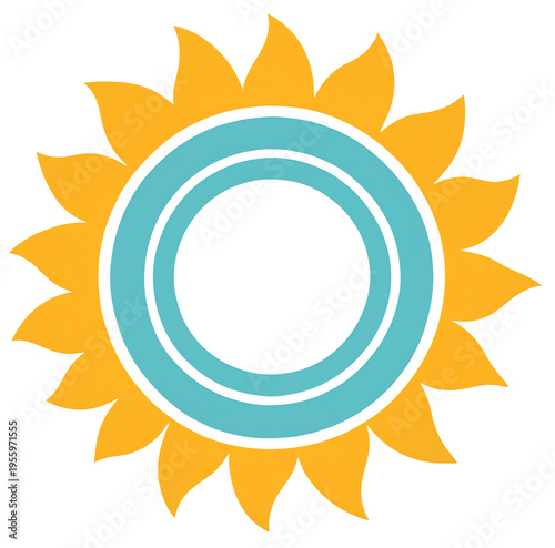 yellow sun icon with a blue...